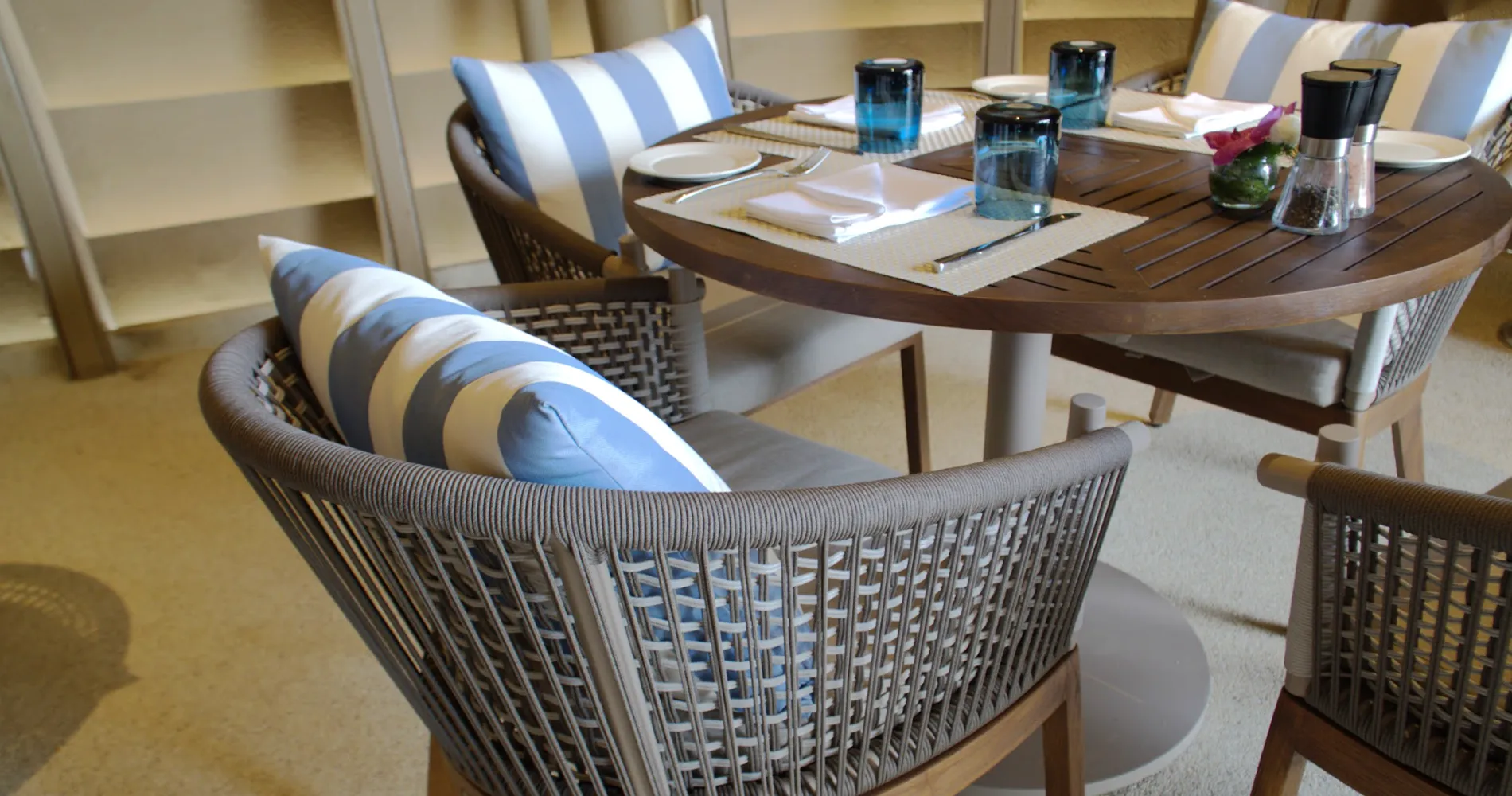 Hospitality outdoor furniture arrangement at Azura Restaurant in Phuket