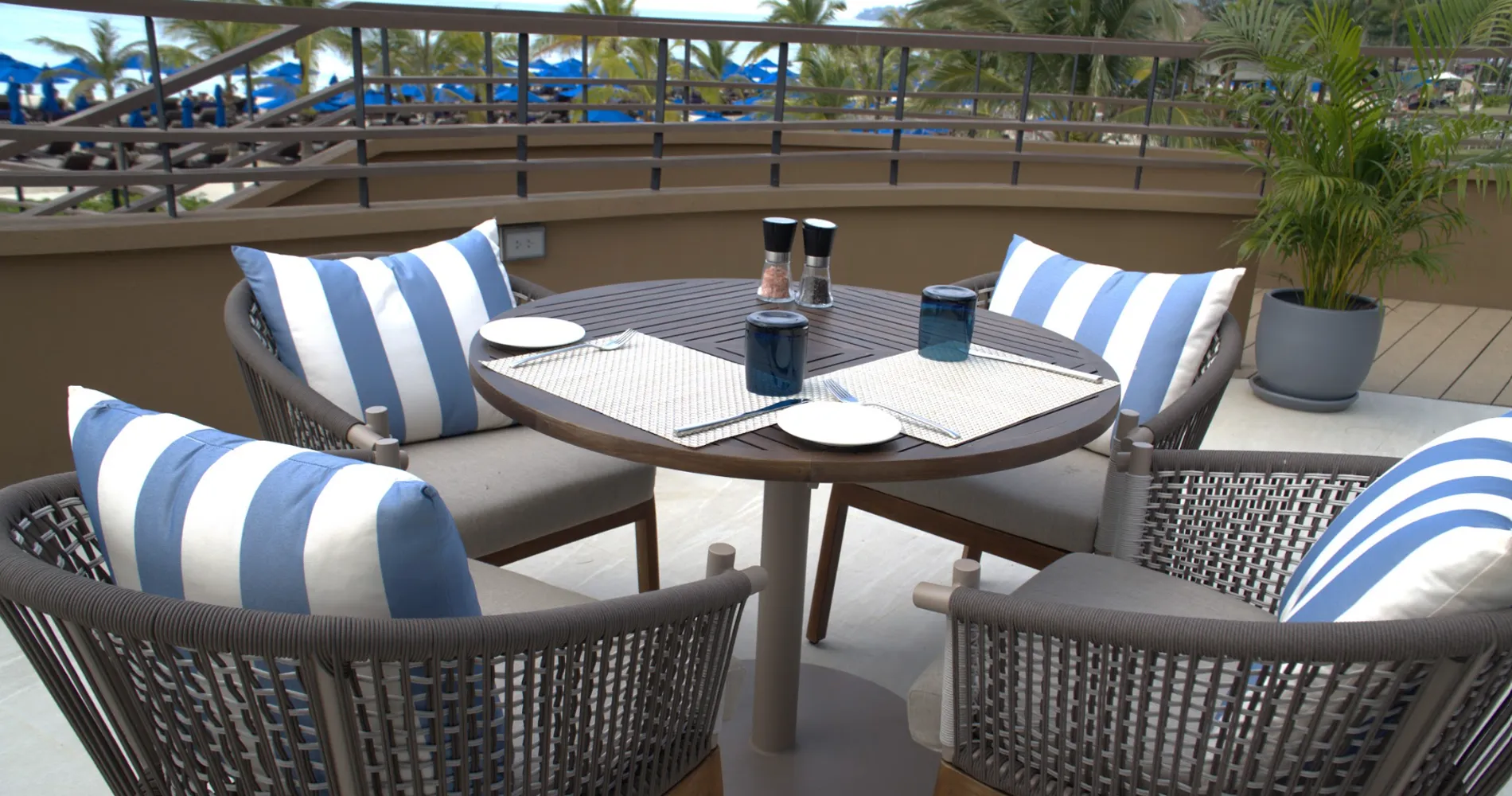 Hospitality outdoor furniture arrangement at Azura Restaurant in Phuket