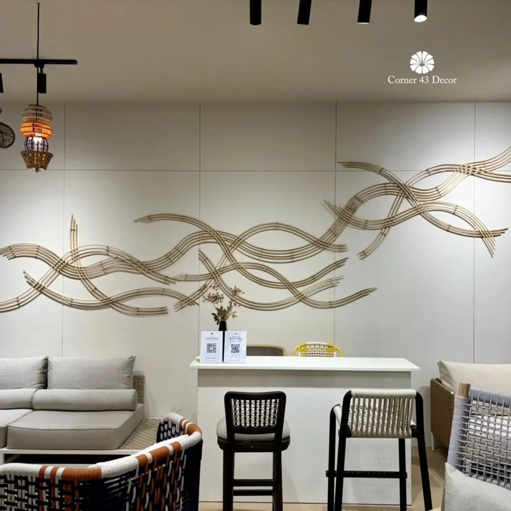 Decorative wall installation displayed at Corner 43 Decor booth during THAIFEX – HOREC Asia 2026