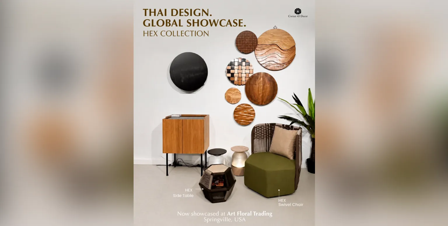 HEX Collection by Corner 43 Decor on display at Art Floral Trading showroom in Springville, USA